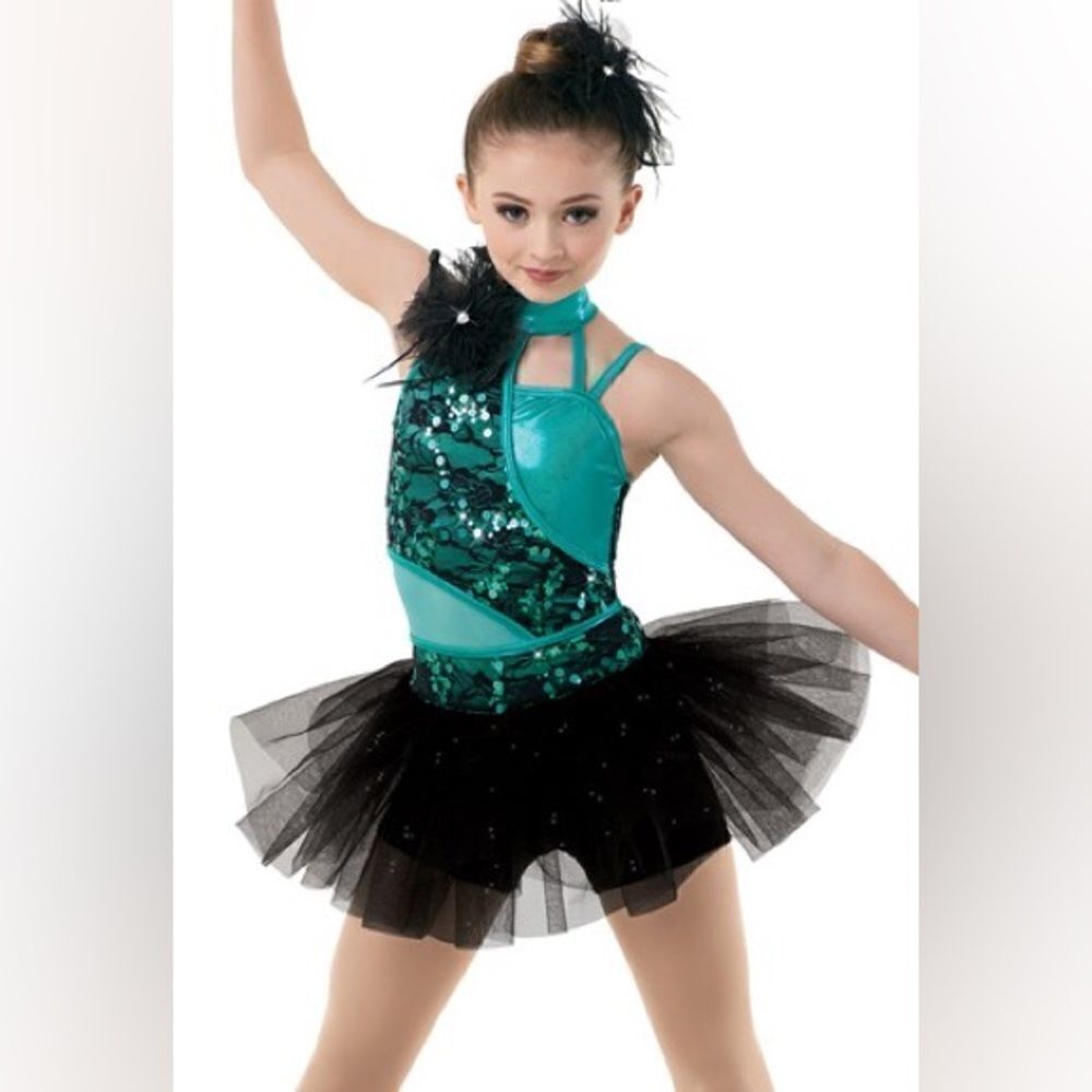 WEISSMAN Dance costume ballet feather Kelly green tutu U Got The Look 10488 SA